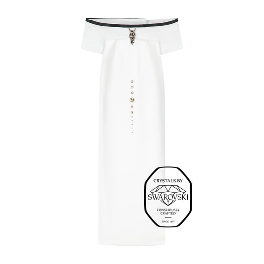 JuulC' Stock-Tie Black Goldring with black trim, signature horse head-logo and Goldring Swarovski design on the front